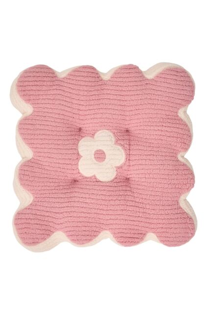 Living and Home Flower-Shaped Plush Chair Cushion in Pink - image 1