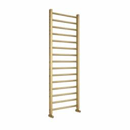 Bathroom Kingdom Sanson Brushed Brass Straight Heated Towel Rail 1200x500mm in Gold