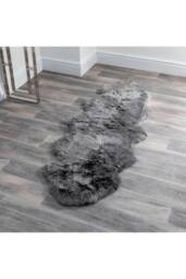 Native Natural Double Sheepskin Rug in Grey - Size: 60 cm x 240 cm - thumbnail 1