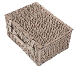 Red Hamper Wicker 40cm Antique Wash Picnic Basket in Grey - thumbnail 4