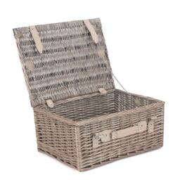 Red Hamper Wicker 40cm Antique Wash Picnic Basket in Grey