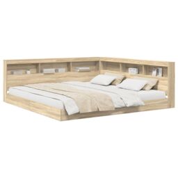 Berkfield Home Bookcase Bed Sonoma Oak 180x200 cm Engineered Wood in Beige - thumbnail 3