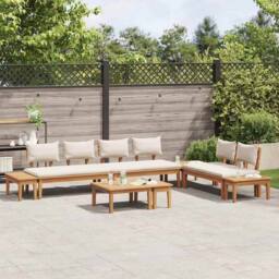 Berkfield Home Garden Bench Set 5 pcs Brown & Cream 2-seater Small - thumbnail 4