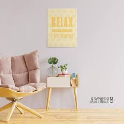 "Artery8 Relax You Are Just Overthinking Pastel Polka Dot Canvas Wall Art Print in Yellow - Size: W12"" x H16""" - thumbnail 3