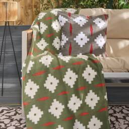 OHS Geo Print Polar Fleece Throw Blanket Lightweight Bedspread - Size: 120 cm x 150 cm - thumbnail 1