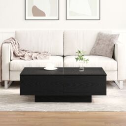 Berkfield Home Black Oak Coffee Table - 90x60x31 cm, Made from Engineered Wood - Size: 90 x 60 x 31 cm - thumbnail 4