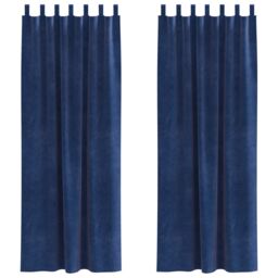 Berkfield Home Blackout Curtains with Hanging Loops 2 pcs Dark Blue Velvet in Navy - thumbnail 2