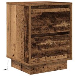 Berkfield Home Bedside Cabinet with LED Lights¬†Old Wood 38x34x50 cm - Size: 38 x 34 x 50 cm - thumbnail 3