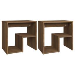 Berkfield Home Premium Bed Cabinets 2 pcs Brown Oak 40x30x40 cm Engineered Wood - Size: 40 x 30 x 40 cm - thumbnail 3