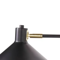 Wyld and Coco Two Light Wall Lamp Black Steel Adjustable Arms Drum Shades Gold - thumbnail 8