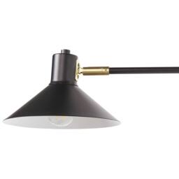 Wyld and Coco Two Light Wall Lamp Black Steel Adjustable Arms Drum Shades Gold - thumbnail 6