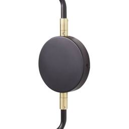 Wyld and Coco Two Light Wall Lamp Black Steel Adjustable Arms Drum Shades Gold - thumbnail 9