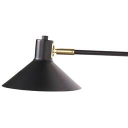 Wyld and Coco Two Light Wall Lamp Black Steel Adjustable Arms Drum Shades Gold - thumbnail 7