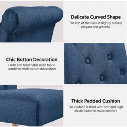 KORVIXA Dining Chairs 2pcs Fabric Kitchen in Blue - Size: 0.6m2 - thumbnail 5