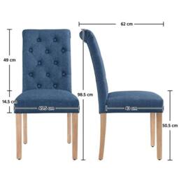 KORVIXA Dining Chairs 2pcs Fabric Kitchen in Blue - Size: 0.6m2 - thumbnail 2