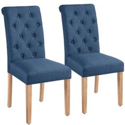 KORVIXA Dining Chairs 2pcs Fabric Kitchen in Blue - Size: 0.6m2 - thumbnail 1