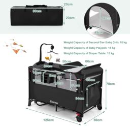 Costway 5-in-1 Baby Bassinet Bedside Sleeper Portable Pack & Play-Black in Black - thumbnail 5
