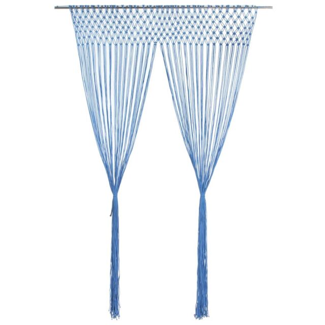 Berkfield Home Macrame Curtain Blue 140x240 cm Cotton - image 1