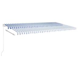 Berkfield Home Manual Retractable Awning with LED 600x350 cm Blue & White - thumbnail 1