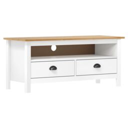 Berkfield Home TV Cabinet Hill White 110x40x47 cm Solid Pine Wood - Size: 110 x 40 x 47 cm
