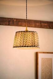 ValueLights Grange Small 25cm Floral Pleated Ceiling Pendant Lamp Shade & Bulb in Pale Green