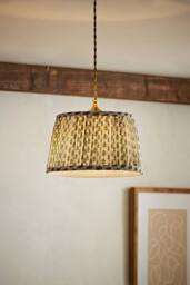 ValueLights Grange Small 25cm Floral Pleated Ceiling Pendant Lamp Shade & Bulb in Pale Green - thumbnail 2