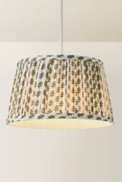 ValueLights Grange Small 25cm Floral Pleated Ceiling Pendant Lamp Shade & Bulb in Pale Green - thumbnail 3