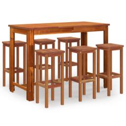 Berkfield Home 7 Piece Garden Bar Set Solid Wood Acacia in Brown - thumbnail 2