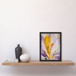 Artery8 Crocus Flower Abstract Watercolour Lilac Orange Framed Art Print in Purple - Size: A4 - thumbnail 4