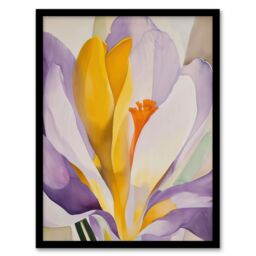 Artery8 Crocus Flower Abstract Watercolour Lilac Orange Framed Art Print in Purple - Size: A4 - thumbnail 1
