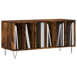 Berkfield Home Record Cabinet Smoked Oak 100x38x48 cm Engineered Wood in Brown - Size: 100 x 38 x 48 cm - thumbnail 3