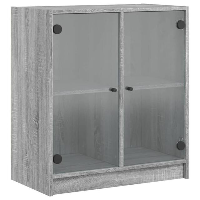 Berkfield Home Side Cabinet with Glass Doors Grey Sonoma 68x37x75.5 cm - image 1