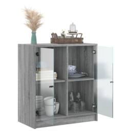 Berkfield Home Side Cabinet with Glass Doors Grey Sonoma 68x37x75.5 cm - thumbnail 5