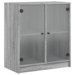 Berkfield Home Side Cabinet with Glass Doors Grey Sonoma 68x37x75.5 cm - thumbnail 1