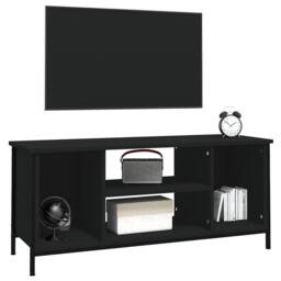 Berkfield Home TV Cabinet Black 102x35x45 cm Engineered Wood - Size: 102 x 35 x 45 cm - thumbnail 4