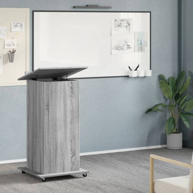 Berkfield Home Lectern with Wheels & Drawer Grey Sonoma 55x55x107 cm Engineered Wood - Size: 55 x 55 x 107 cm - image 1