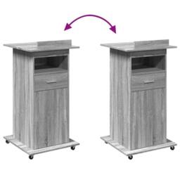 Berkfield Home Lectern with Wheels & Drawer Grey Sonoma 55x55x107 cm Engineered Wood - Size: 55 x 55 x 107 cm - thumbnail 7