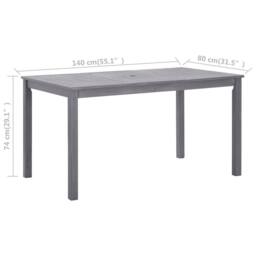Berkfield Home Garden Table Grey Wash 140x80x74 cm Solid Acacia Wood - Size: 140 x 80 x 74 cm - thumbnail 6