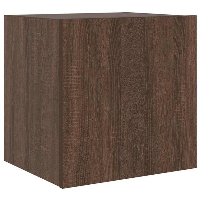 Berkfield Home TV Wall Cabinet with LED Lights Brown Oak 40.5x35x40 cm - image 1