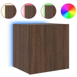 Berkfield Home TV Wall Cabinet with LED Lights Brown Oak 40.5x35x40 cm - thumbnail 3