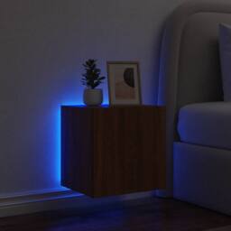 Berkfield Home TV Wall Cabinet with LED Lights Brown Oak 40.5x35x40 cm - thumbnail 4