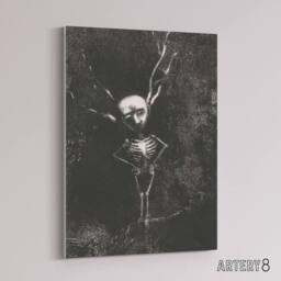 "Artery8 Pale Figure in Maze of Branches Redon Vintage Canvas Wall Art in Grey - Size: W18"" x H24""" - thumbnail 2