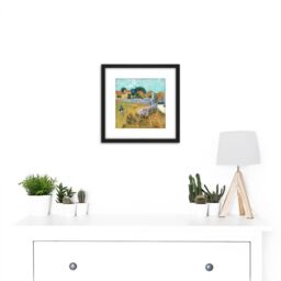 Artery8 Van Gogh Farmhouse Provence 1888 Painting 8X8 Inch Square Wooden Framed Wall Art Print Picture with Mount in Black - thumbnail 2