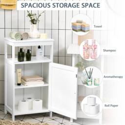 Costway Bathroom Floor Cabinet Single Door Floor Cabinet with Shelf in White - thumbnail 9