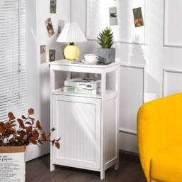 Costway Bathroom Floor Cabinet Single Door Floor Cabinet with Shelf in White - thumbnail 1