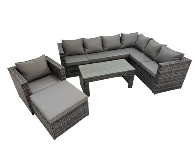 Fimous Garden Furniture Set with Chair Big Stool Dark Grey Mixed - image 1