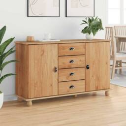 "Berkfield Home Sideboard ""ASKIM"" 133, 5x40x79 cm Solid Wood Pine in Brown - Size: 5 x 40 x 79 cm" - thumbnail 4
