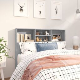 Berkfield Home Headboard Cabinet Grey Sonoma 120x19x103.5 cm - thumbnail 1
