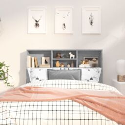 Berkfield Home Headboard Cabinet Grey Sonoma 120x19x103.5 cm - thumbnail 3