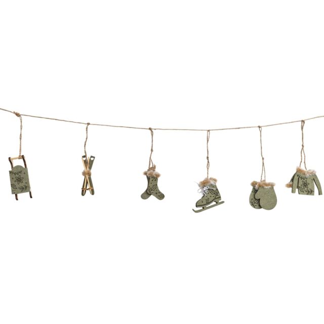 Melody Maison Green & White Winter Garland / Table Scatters - 120cm (1.2m / 47.2') - image 1